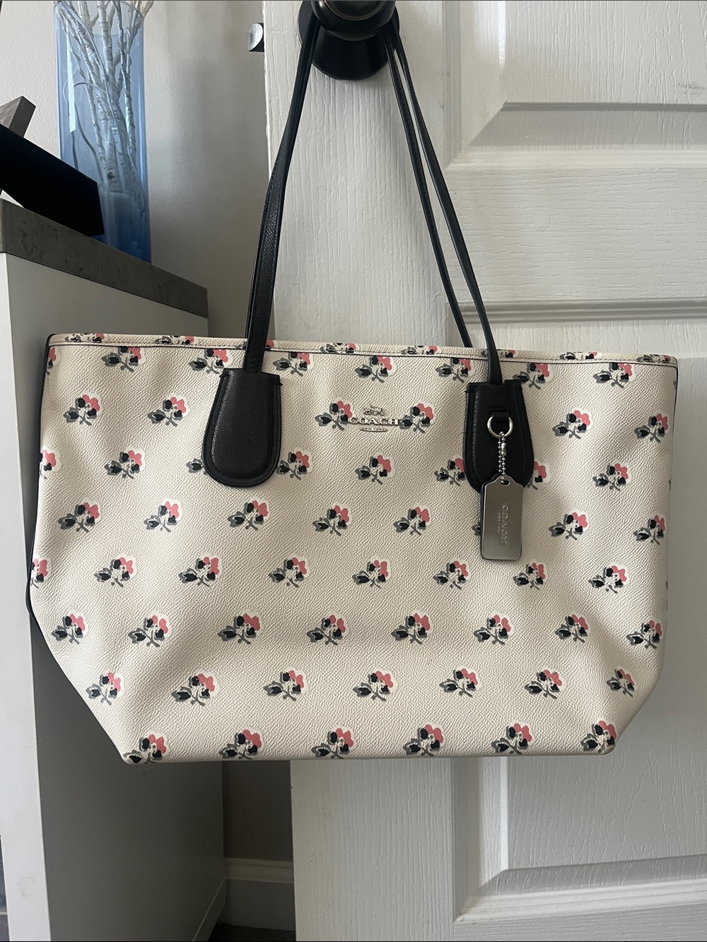 Coach Wildflower Gallery Floral White Leather Tote